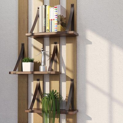 Prateleira Em Mdf Castanho 30x15cm Com Alça Cor Café