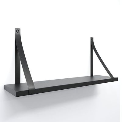 Prateleira Em Mdf Preto 60x15cm Com Alça Cor Preto