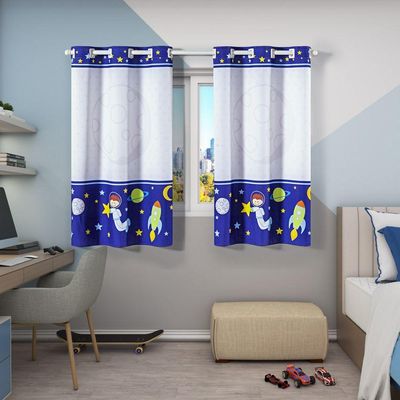 Cortina Kids Infantil 2,00M X 1,30M Astronauta Azul