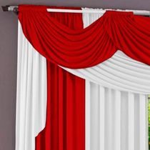 Cortina Tecido Malha Gel 3,00 X 2,60M Vermelho e Branco