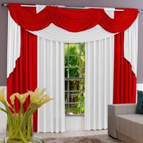 Cortina Tecido Malha Gel 3,00 X 2,60M Vermelho e Branco
