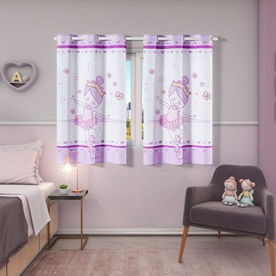 Cortina Kids Infantil 2,00M X 1,30M Bailarina Lilás
