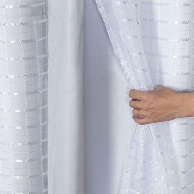 Cortina Blackout Pvc Com Tecido Voil Xadrez 2,80 M X 2,30 M - Branco