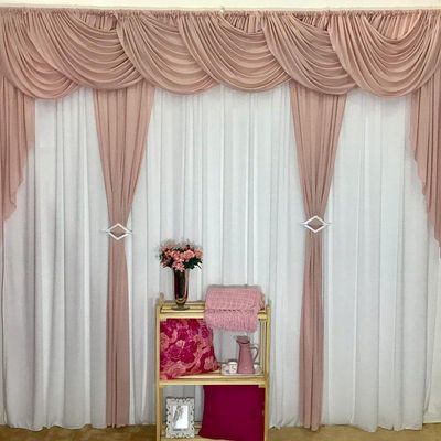 Cortina Mara Duplo Malha Gel 3,00M X 2,60M Rosê e Branco