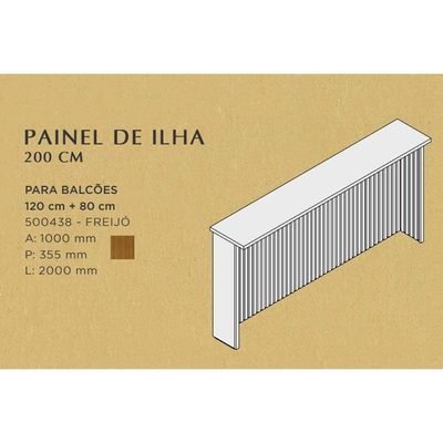 Bancada Ilha Cozinha Painel Gourmet Imperatriz Ripado 200cm Freijó - Nesher