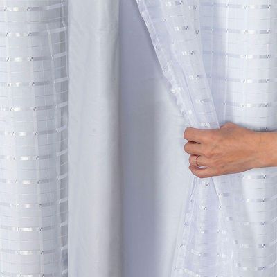 Cortina Blackout Pvc Com Tecido Voil Xadrez 2,00 M X 1,40 M - Branco