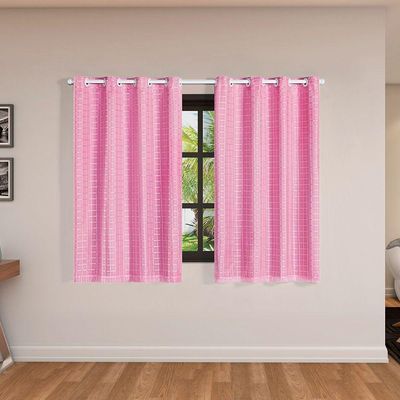 Cortina Blackout Pvc Com Tecido Voil Xadrez 2,80 M X 1,60 M - Rosa.