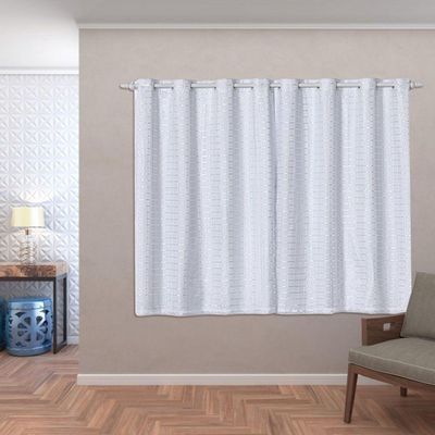 Cortina Blackout Pvc Com Tecido Voil Xadrez 2,00 M X 1,40 M - Branco.