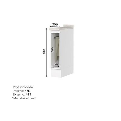 Bancada Ilha Cozinha Gourmet Americana c/ 2 Portas e 3 Gavetas 145cm Branco - Henn