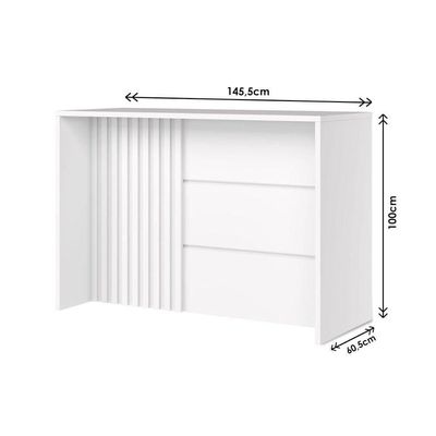 Bancada Ilha Cozinha Gourmet Americana c/ 2 Portas e 3 Gavetas 145cm Branco - Henn