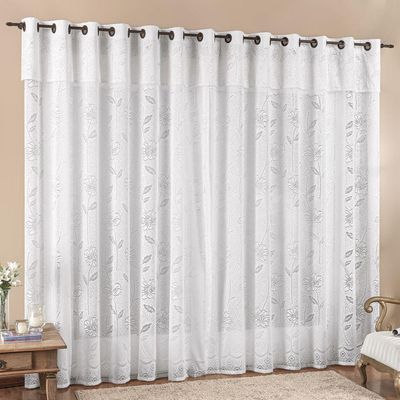 Cortina 2 Mts Sala Quarto Luna Renda Para Trilho Suisso Baratissima Branca