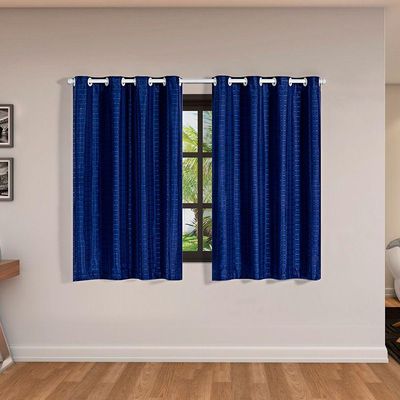 Cortina Blackout Pvc Com Tecido Voil Xadrez 2,00 M X 1,40 M - Marinho.