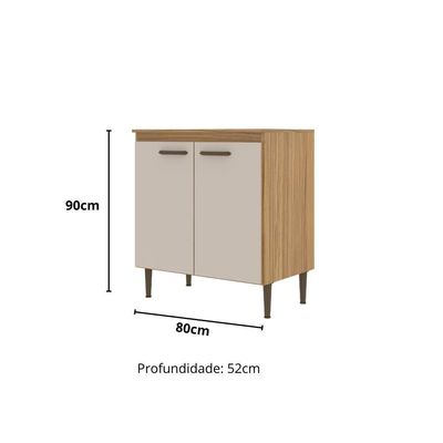Balcão para Cooktop 0,80m 2 Portas Berlim Ipê Decibal