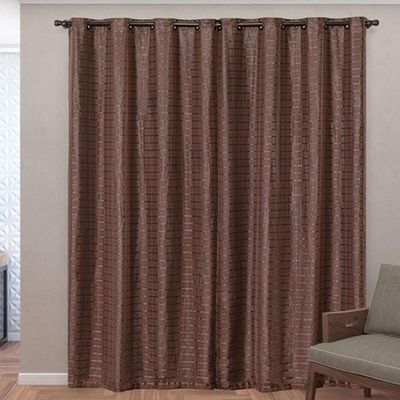 Cortina Blackout Pvc Com Tecido Voil Xadrez 2,80 M X 2,30 M - Marrom