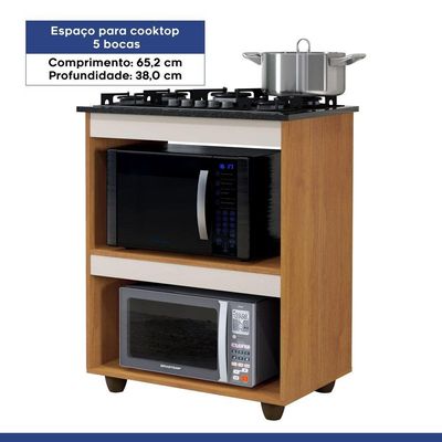 Balcão Para Cooktop 5 Bocas Turim Nature/Off White