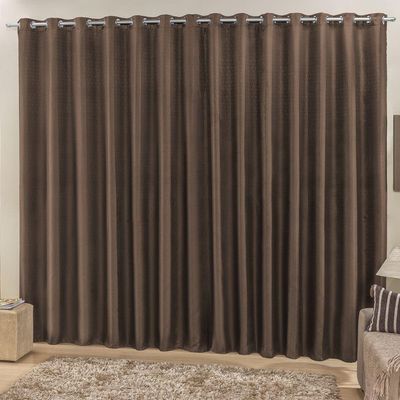 Cortina 2 Mts Sala Quarto Escritório Ráfia Trilho Suisso Baratissima Tabaco