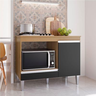 Balcão Para Cooktop Carla 1 Porta Amendoa Preto Ajl