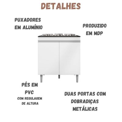 Balcão Para Cooktop Andréia 2 Portas Branco Ajl