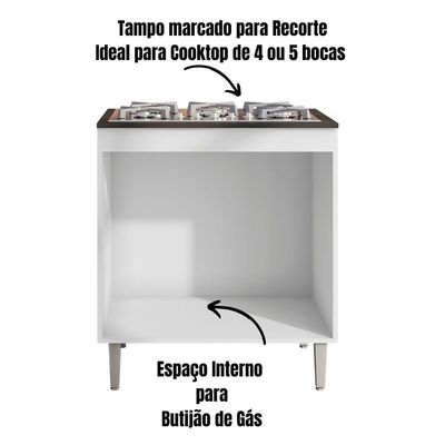 Balcão Para Cooktop Andréia 2 Portas Branco Ajl