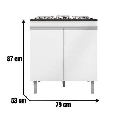 Balcão Para Cooktop Andréia 2 Portas Branco Ajl