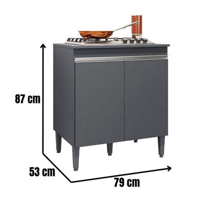 Balcão Para Cooktop Andréia 2 Portas Cinza Ajl