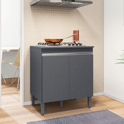 Balcão Para Cooktop Andréia 2 Portas Cinza Ajl