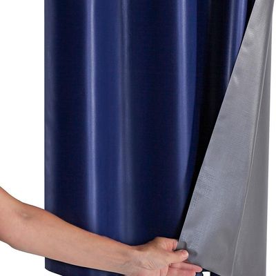 Cortina Blackout Pvc Com Tecido Voil Xadrez 2,00 M X 1,40 M - Marinho