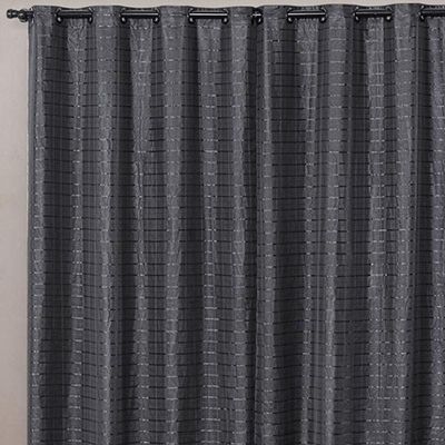 Cortina Blackout Pvc Com Tecido Voil Xadrez 2,80 M X 2,30 M - Preto
