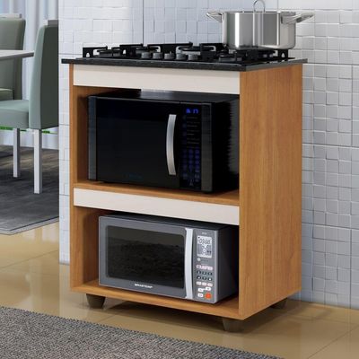 Balcão Para Cooktop 5 Bocas Turim Kaiki Moveis Nature/Off White