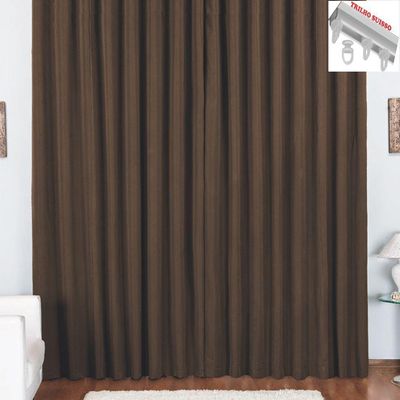 Cortina Pryme 3 Metros Sala Quarto Em Oxford Para Trilho Suisso - Tabaco