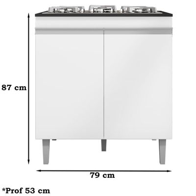 Balcao Com Tampo Cooktop 79 Cm 2 Portas Andreia Branco Reajl Branco