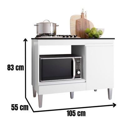 Balcão Para Cooktop Carla 1 Porta Branco Ajl