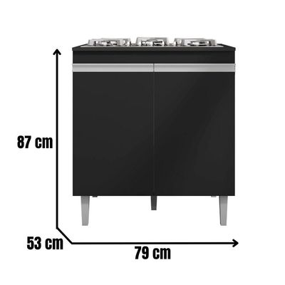 Balcão Para Cooktop Andréia 2 Portas Preto Ajl