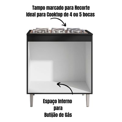 Balcão Para Cooktop Andréia 2 Portas Preto Ajl