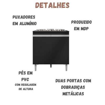 Balcão Para Cooktop Andréia 2 Portas Preto Ajl