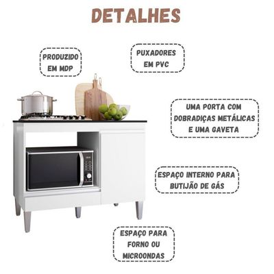 Balcão Para Cooktop Carla 1 Porta Branco Ajl