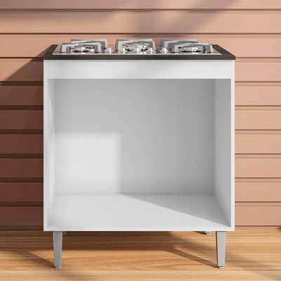 Balcao Com Tampo Cooktop 79 Cm 2 Portas Andreia Branco Reajl Branco