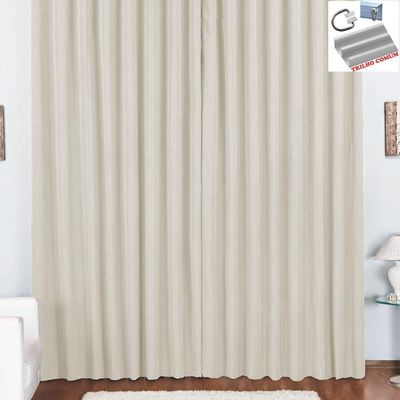 Cortina Pryme 3 Metros Sala Quarto Em Oxford Para Trilho Comum - Palha