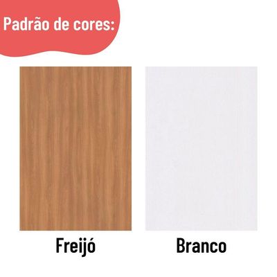Balcão 120cm Sálvia 2 Portas 3 Gavetas Com Tampo 908103 Branco E Freijó
