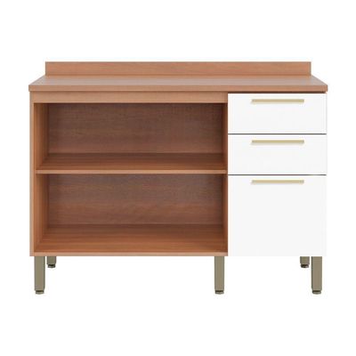 Balcão 120cm Sálvia 2 Portas 3 Gavetas Com Tampo 908103 Branco E Freijó