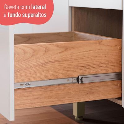 Balcão 120cm Sálvia 2 Portas 3 Gavetas Com Tampo 908103 Branco E Freijó