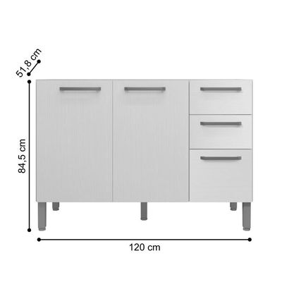Balcão com Tampo e 2 Portas Riga Branco Supremo