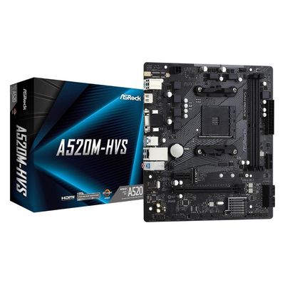 Placa Mae ASROCK A520M-HVS AM4 2XDDR4 DIMM 64GB 2XUSB2.0 4XUSB3.2 1XM.2 HDMI/D-SUB Rede Giga 1XPCIE