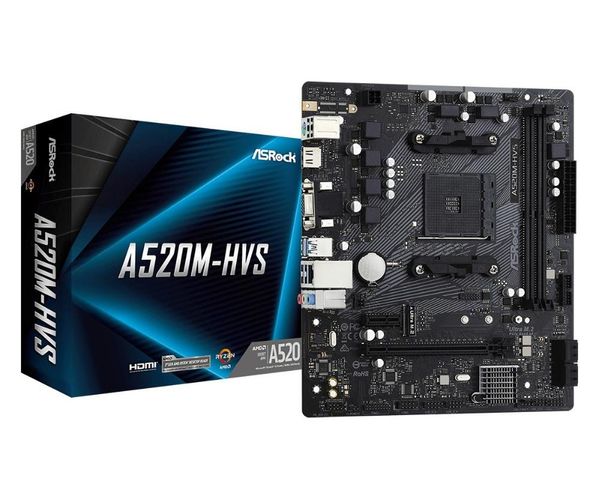 Placa Mae ASROCK A520M-HVS AM4 2XDDR4 DIMM 64GB 2XUSB2.0 4XUSB3.2 1XM.2 HDMI/D-SUB Rede Giga 1XPCIE