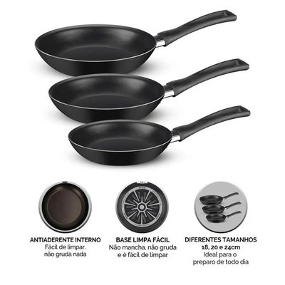 Kit de Frigideira Francesa Rochedo Basic 3PCS 18CM - 5861033864