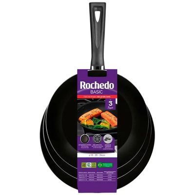 Kit de Frigideira Francesa Rochedo Basic 3PCS 18CM - 5861033864