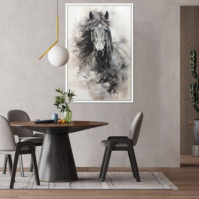Quadro Decorativo Cavalo Aquarela Moldura Cx Alta 40x60 Titulos Moldura Branca