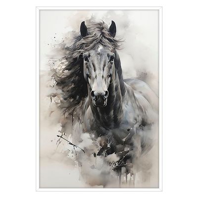 Quadro Decorativo Cavalo Aquarela Moldura Cx Alta 40x60 Titulos Moldura Branca