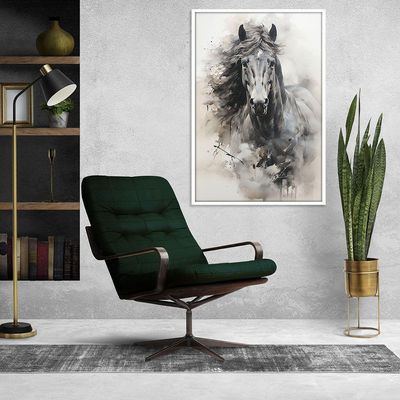 Quadro Decorativo Cavalo Aquarela Moldura Cx Alta 40x60 Titulos Moldura Branca