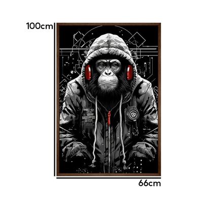 Quadro Decorativo Macaco Estiloso Moldura Cx Alta 100x66 Titulos Moldura Madeira